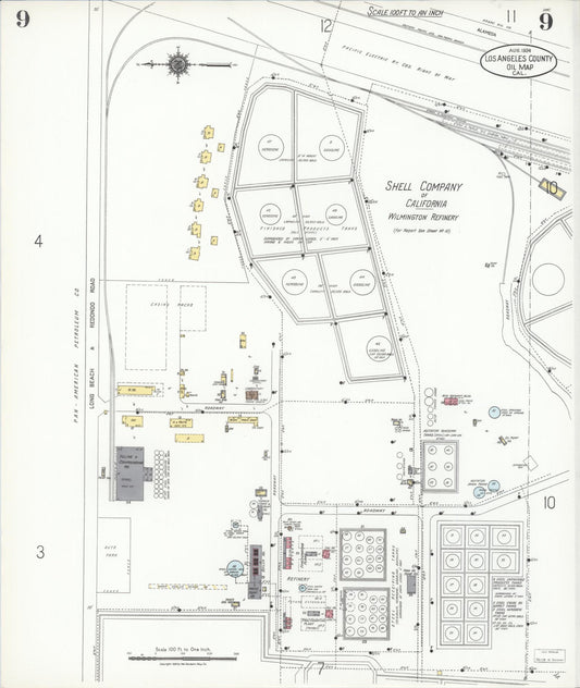 Sanborn Fire Insurance Map from Los Angeles Co., Los Angeles County, California (1924), Sheet #0009 - Historic Sanborn Fire Insurance Map Print, vintage old map wall art, antique decor, genealogy gift, California California map