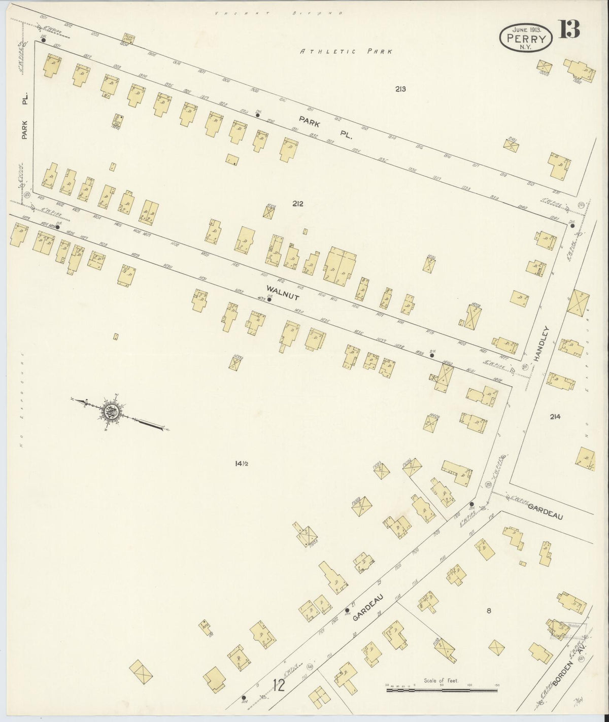 Sanborn Fire Insurance Map from Perry, Wyoming County, New York (1913), Sheet #0013 - Complete Map Set gallery image, historic Sanborn map, vintage wall art, New York New York
