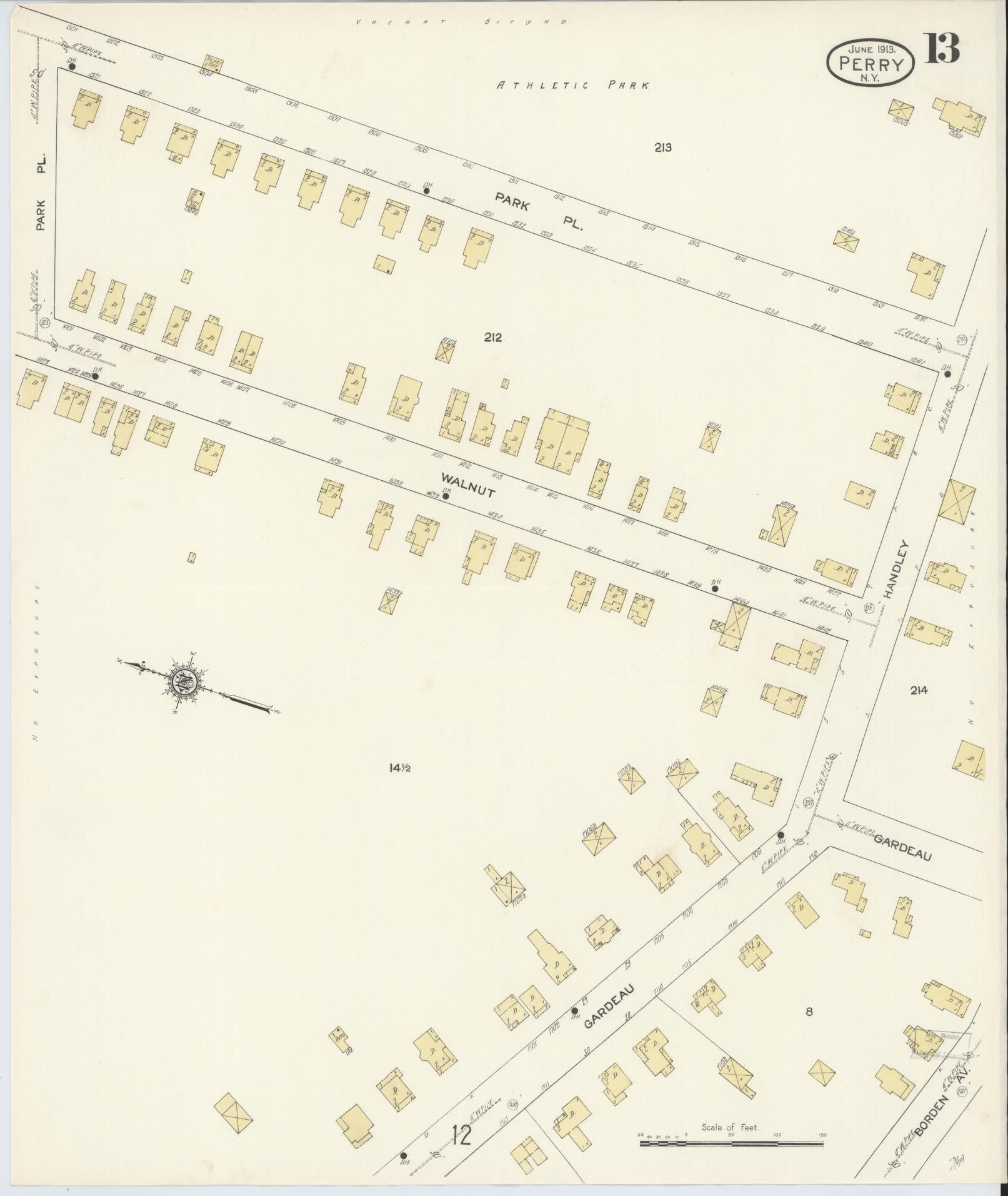 Sanborn Fire Insurance Map from Perry, Wyoming County, New York (1913), Sheet #0013 - Complete Map Set gallery image, historic Sanborn map, vintage wall art, New York New York
