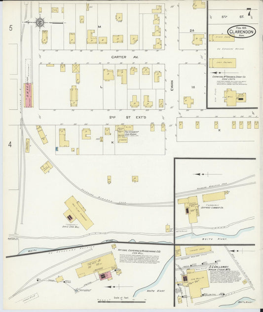 Sanborn Fire Insurance Map from Clarendon, Monroe County, Arkansas (1913), Sheet #0007 - Historic Sanborn Fire Insurance Map Print, vintage old map wall art, antique decor, genealogy gift, Arkansas Arkansas map