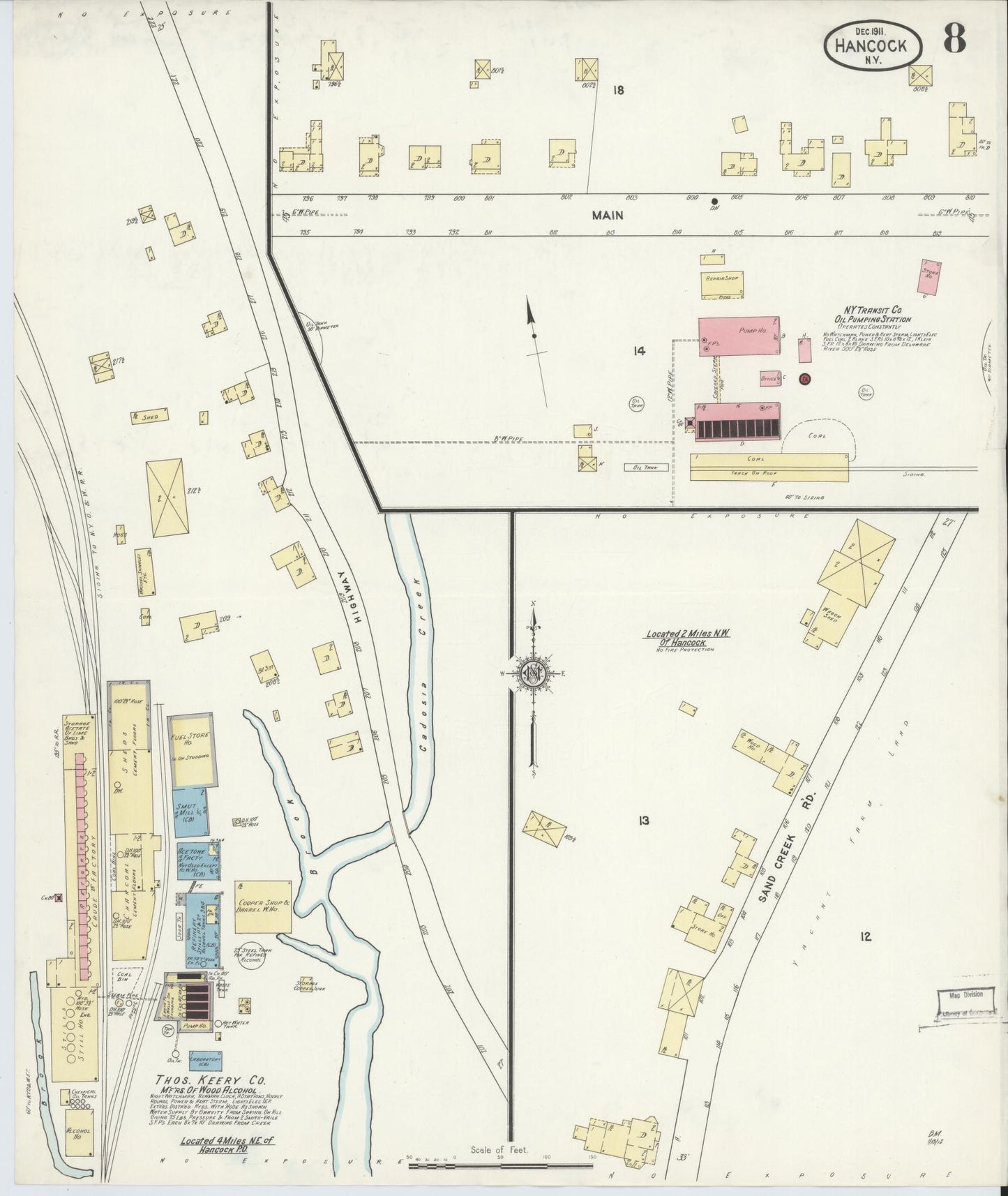 Sanborn Fire Insurance Map from Hancock, Delaware County, New York (1911), Sheet #0008 - Complete Map Set gallery image, historic Sanborn map, vintage wall art, New York New York