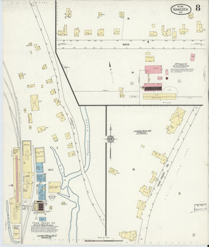 Sanborn Fire Insurance Map from Hancock, Delaware County, New York (1911), Sheet #0008 - Complete Map Set gallery image, historic Sanborn map, vintage wall art, New York New York