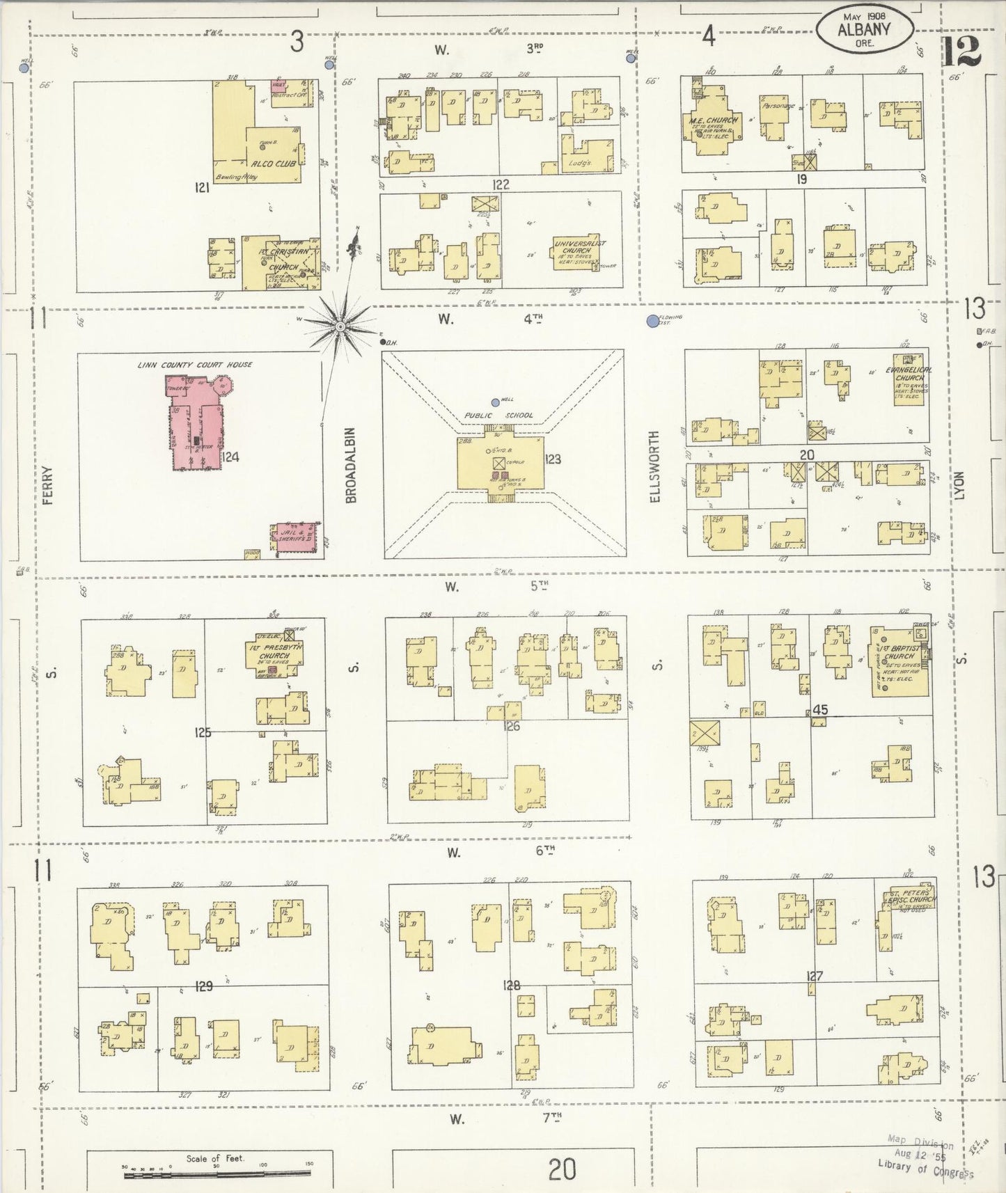 Sanborn Fire Insurance Map from Albany, Linn County, Oregon (1908), Sheet #0012 - Complete Map Set gallery image, historic Sanborn map, vintage wall art, Oregon Oregon