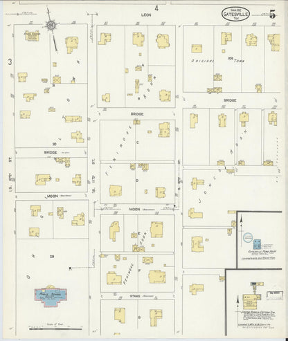 Sanborn Fire Insurance Map from Gatesville, Coryell County, Texas (1912), Sheet #0005 - Complete Map Set gallery image, historic Sanborn map, vintage wall art, Texas Texas