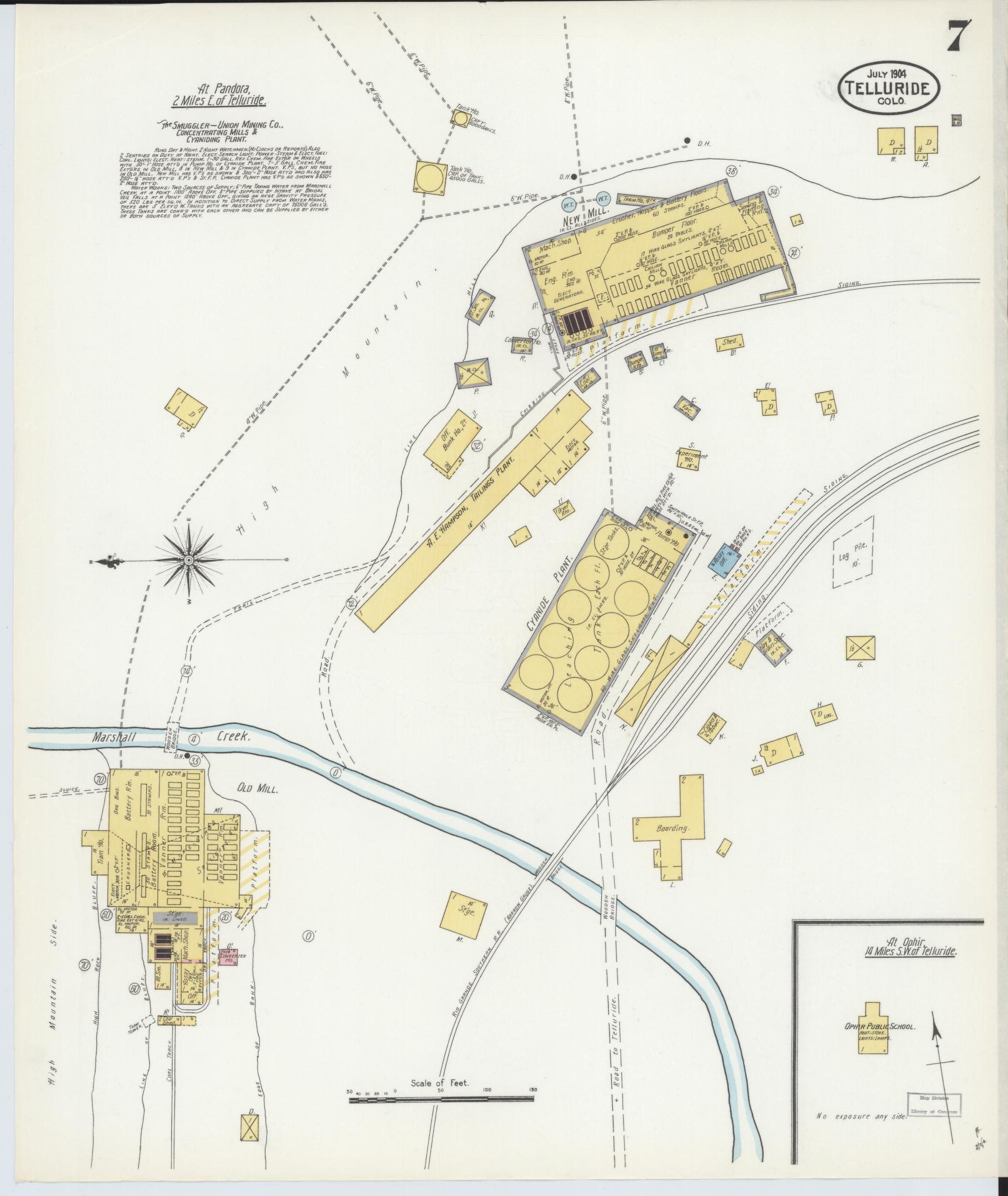 Sanborn Fire Insurance Map from Telluride, San Miguel County, Colorado (1904), Sheet #0007 - Historic Sanborn Fire Insurance Map Print, vintage old map wall art, antique decor, genealogy gift, Colorado Colorado map