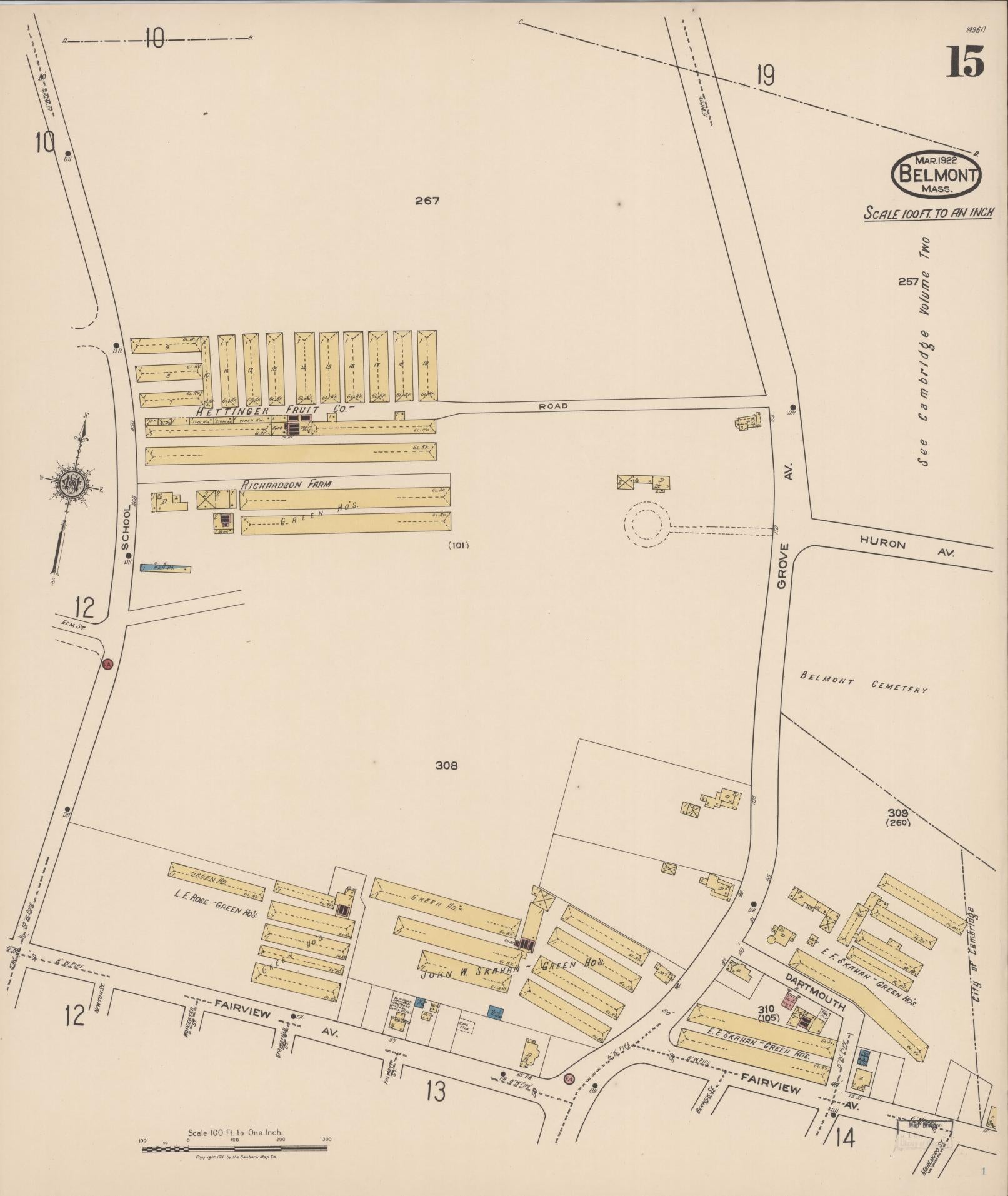 Sanborn Fire Insurance Map from Belmont, Middlesex County, Massachusetts (1922), Sheet #0015 - Complete Map Set gallery image, historic Sanborn map, vintage wall art, Massachusetts Massachusetts