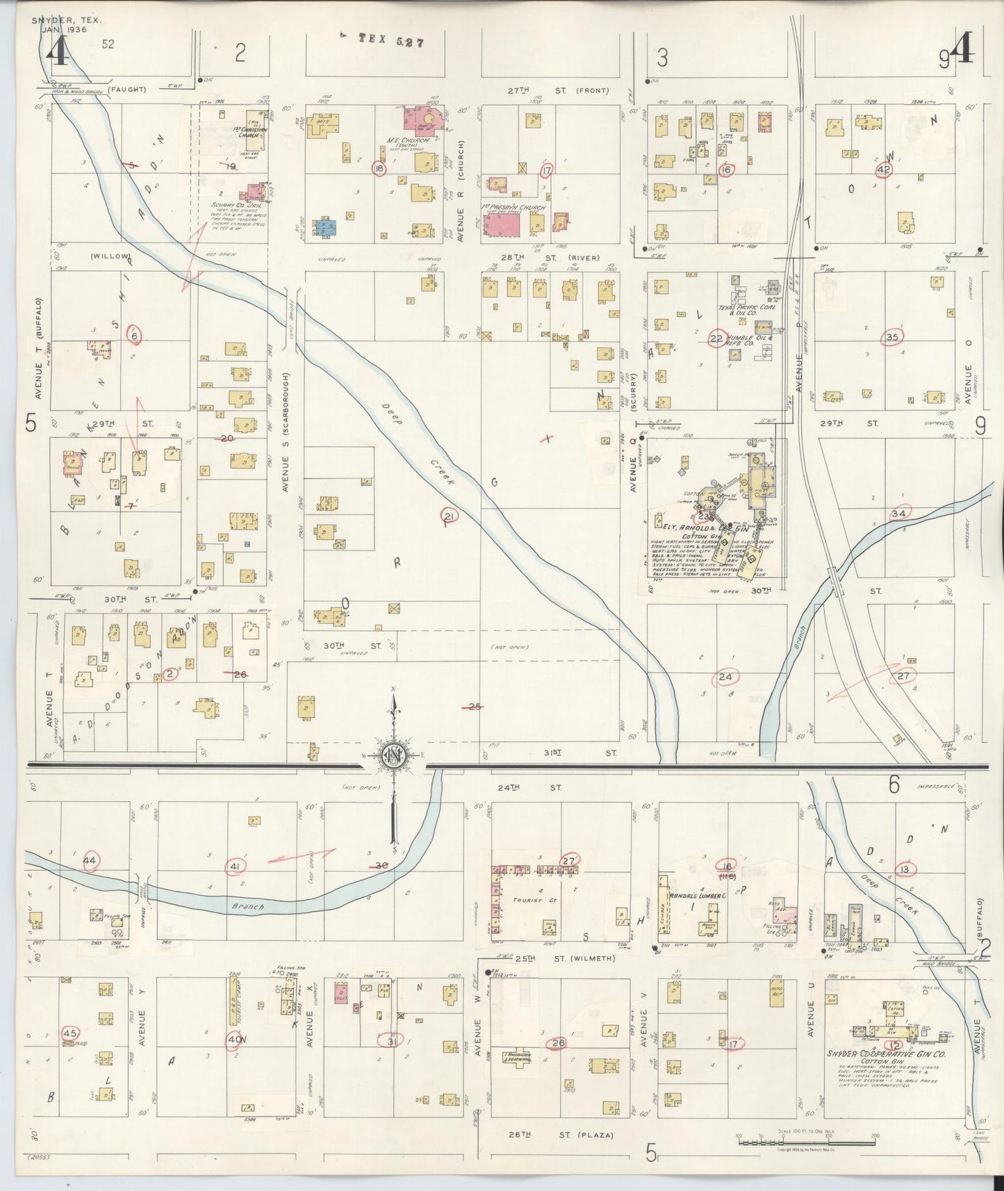 Sanborn Fire Insurance Map from Snyder, Scurry County, Texas (1942), Sheet #0004 - Complete Map Set gallery image, historic Sanborn map, vintage wall art, Texas Texas