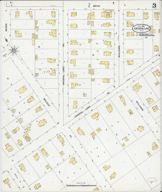 Sanborn Fire Insurance Map from Crystal Lake, McHenry County, Illinois (1905), Sheet #0003 - Historic Sanborn Fire Insurance Map Print, vintage old map wall art, antique decor, genealogy gift, Illinois Illinois map