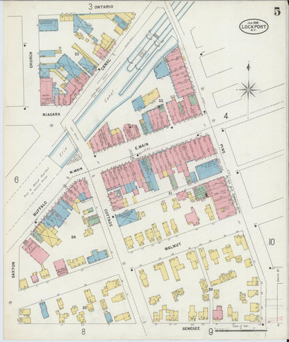 Sanborn Fire Insurance Map from Lockport, Niagara County, New York (1898), Sheet #0005 - Complete Map Set gallery image, historic Sanborn map, vintage wall art, New York New York