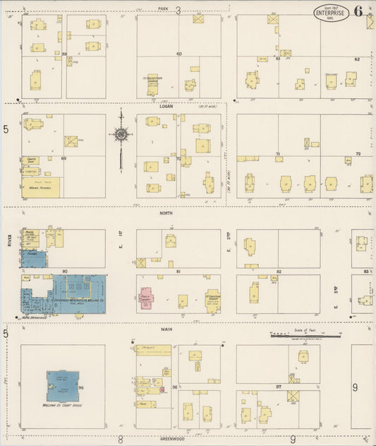 Sanborn Fire Insurance Map from Enterprise, Wallowa County, Oregon (1917), Sheet #0006 - Historic Sanborn Fire Insurance Map Print, vintage old map wall art, antique decor, genealogy gift, Oregon Oregon map