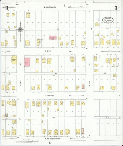 Sanborn Fire Insurance Map from Sebring, Mahoning County, Ohio (1923), Sheet #0003 - Complete Map Set gallery image, historic Sanborn map, vintage wall art, Ohio Ohio