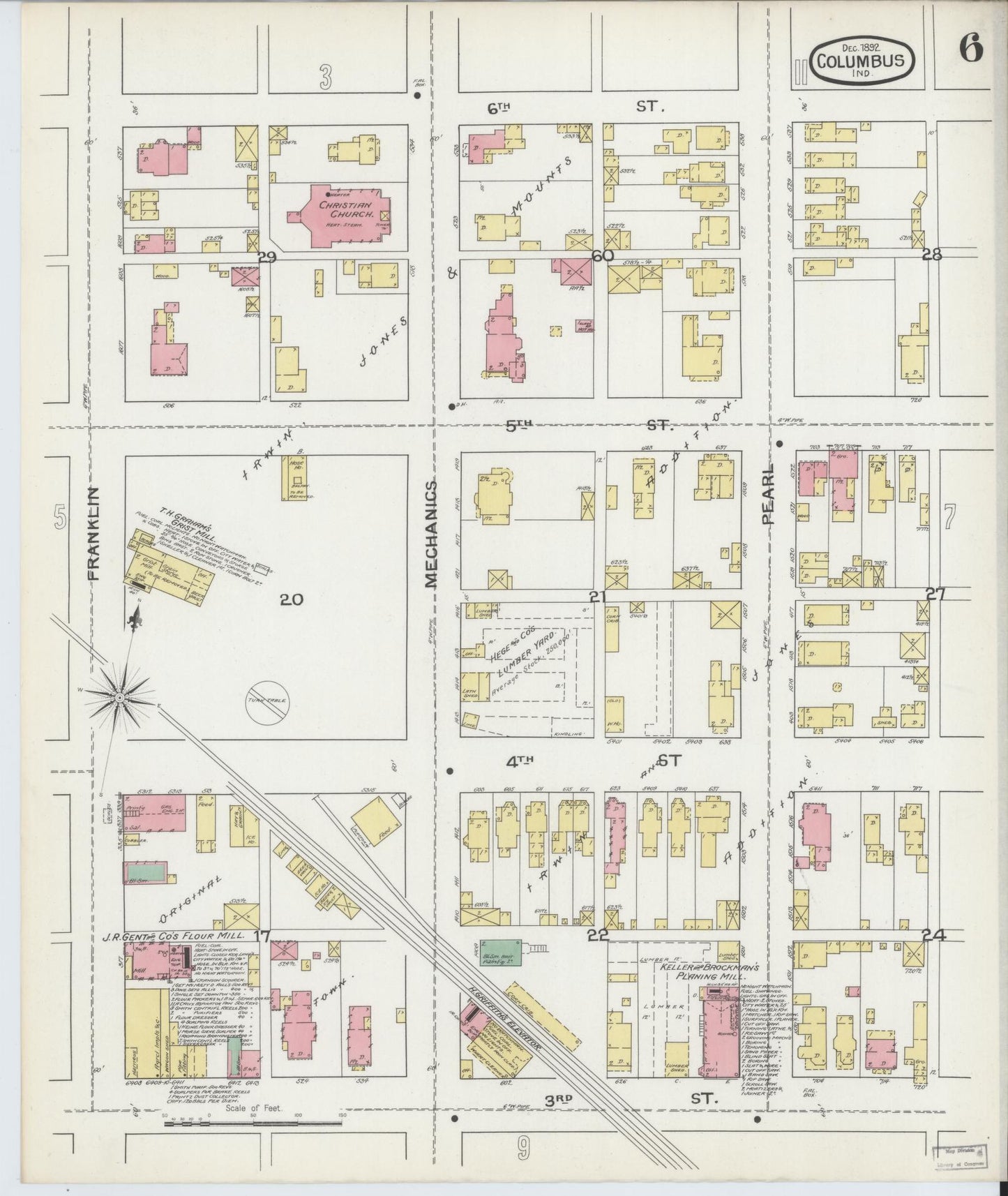 Sanborn Fire Insurance Map from Columbus, Bartholomew County, Indiana (1892), Sheet #0006 - Complete Map Set gallery image, historic Sanborn map, vintage wall art, Indiana Indiana
