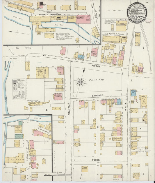 Sanborn Fire Insurance Map from Weissport, Carbon County, Pennsylvania (1896), Sheet #0001 - Historic Sanborn Fire Insurance Map Print, vintage old map wall art, antique decor, genealogy gift, Pennsylvania Pennsylvania map