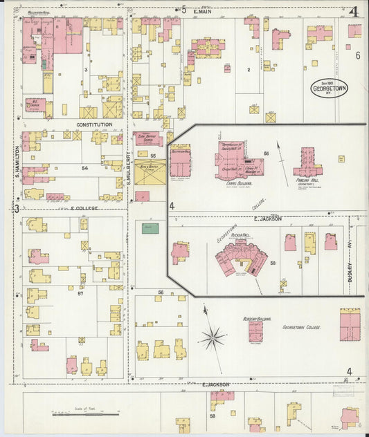 Sanborn Fire Insurance Map from Georgetown, Scott County, Kentucky (1901), Sheet #0004 - Historic Sanborn Fire Insurance Map Print, vintage old map wall art, antique decor, genealogy gift, Kentucky Kentucky map