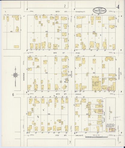 Sanborn Fire Insurance Map from Two Rivers, Manitowoc County, Wisconsin (1913), Sheet #0004 - Complete Map Set gallery image, historic Sanborn map, vintage wall art, Wisconsin Wisconsin