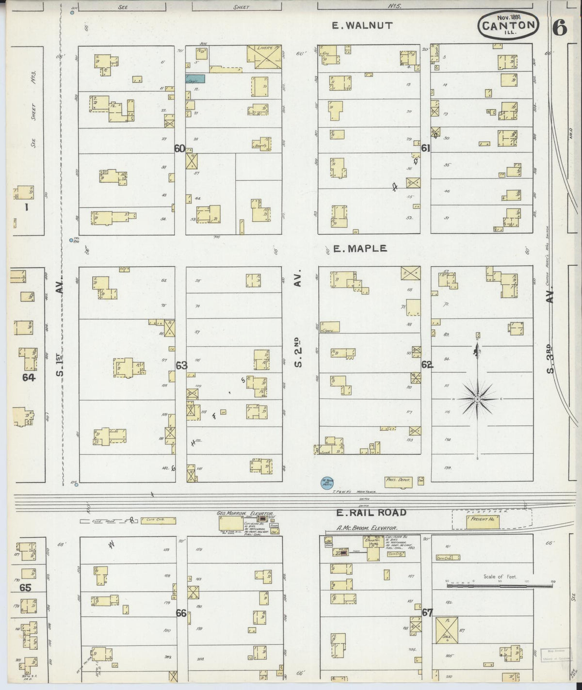 Sanborn Fire Insurance Map from Canton, Fulton County, Illinois (1891), Sheet #0006 - Complete Map Set gallery image, historic Sanborn map, vintage wall art, Illinois Illinois