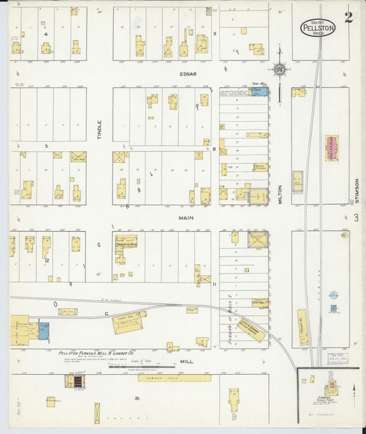 Sanborn Fire Insurance Map from Pellston, Emmet County, Michigan (1917), Sheet #0002 - Historic Sanborn Fire Insurance Map Print, vintage old map wall art, antique decor, genealogy gift, Michigan Michigan map