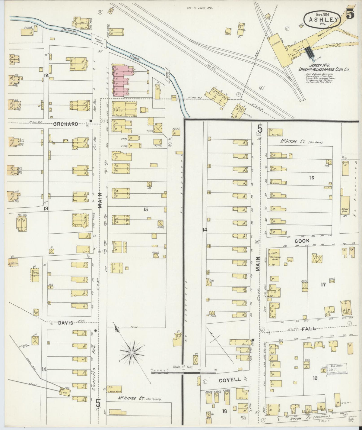 Sanborn Fire Insurance Map from Ashley, Luzerne County, Pennsylvania (1896), Sheet #0005 - Complete Map Set gallery image, historic Sanborn map, vintage wall art, Pennsylvania Pennsylvania