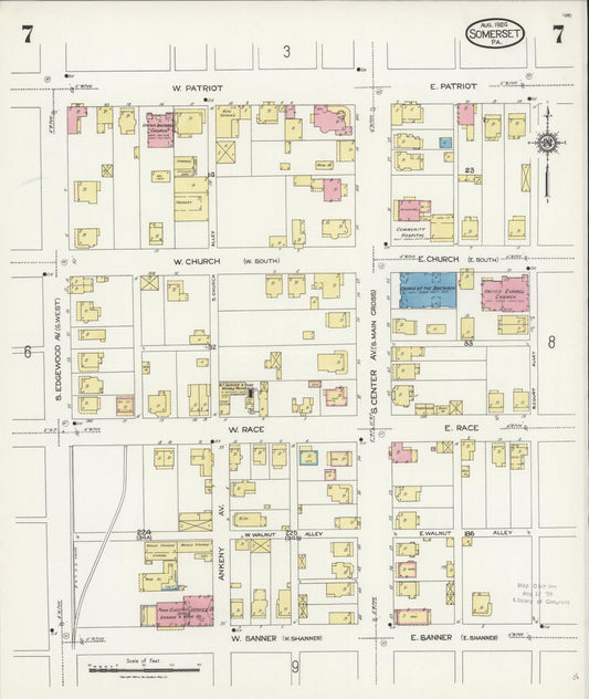 Sanborn Fire Insurance Map from Somerset, Somerset County, Pennsylvania (1924), Sheet #0007 - Historic Sanborn Fire Insurance Map Print, vintage old map wall art, antique decor, genealogy gift, Pennsylvania Pennsylvania map
