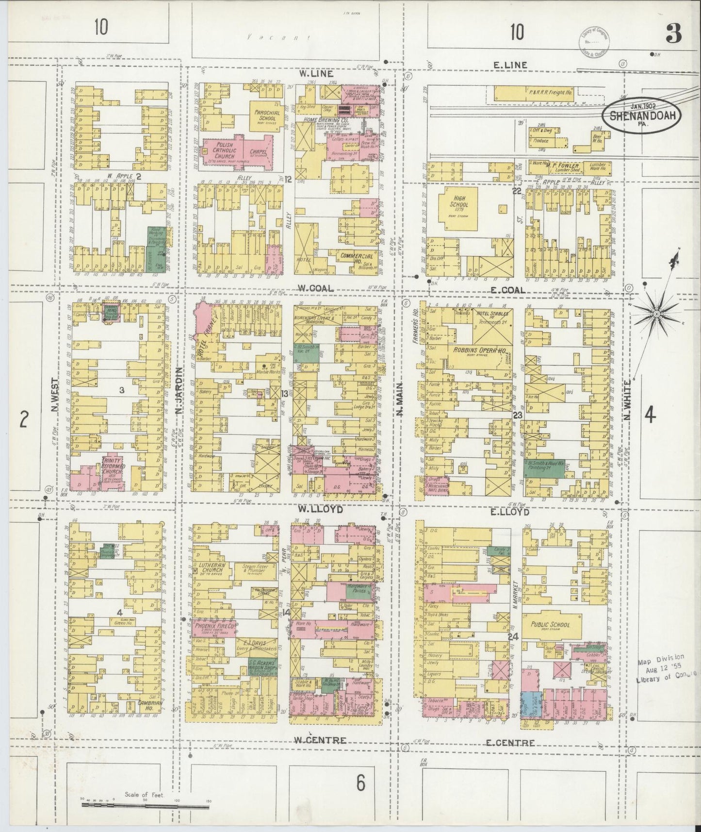 Sanborn Fire Insurance Map from Shenandoah, Schuylkill County, Pennsylvania (1902), Sheet #0003 - Complete Map Set gallery image, historic Sanborn map, vintage wall art, Pennsylvania Pennsylvania