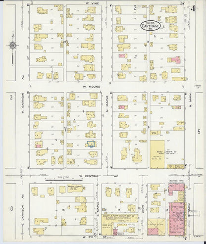 Sanborn Fire Insurance Map from Carthage, Jasper County, Missouri (1915), Sheet #0004 - Complete Map Set gallery image, historic Sanborn map, vintage wall art, Missouri Missouri