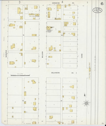 Sanborn Fire Insurance Map from Vinita, Craig County, Oklahoma (1898), Sheet #0006 - Complete Map Set gallery image, historic Sanborn map, vintage wall art, Oklahoma Oklahoma