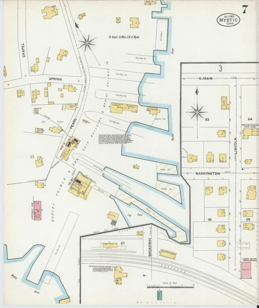 Sanborn Fire Insurance Map from Mystic, New London County, Connecticut (1903), Sheet #0007 - Historic Sanborn Fire Insurance Map Print, vintage old map wall art, antique decor, genealogy gift, Connecticut Connecticut map