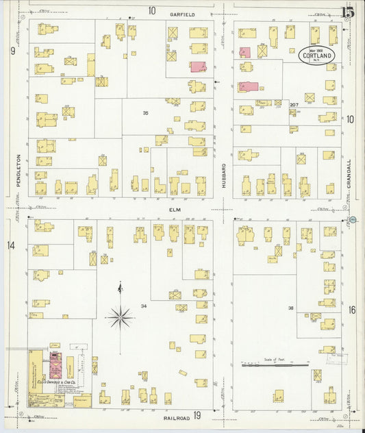 Sanborn Fire Insurance Map from Cortland, Cortland County, New York (1908), Sheet #0015 - Historic Sanborn Fire Insurance Map Print, vintage old map wall art, antique decor, genealogy gift, New York New York map