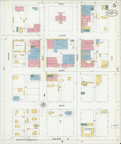 Sanborn Fire Insurance Map from Henrietta, Clay County, Texas (1902), Sheet #0005 - Historic Sanborn Fire Insurance Map Print, vintage old map wall art, antique decor, genealogy gift, Texas Texas map