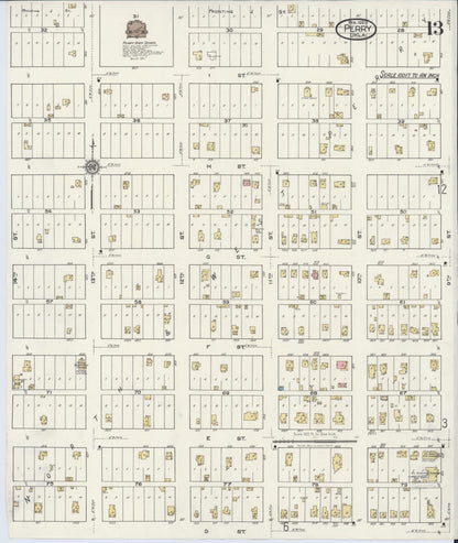 Sanborn Fire Insurance Map from Perry, Noble County, Oklahoma (1920), Sheet #0013 - Complete Map Set gallery image, historic Sanborn map, vintage wall art, Oklahoma Oklahoma
