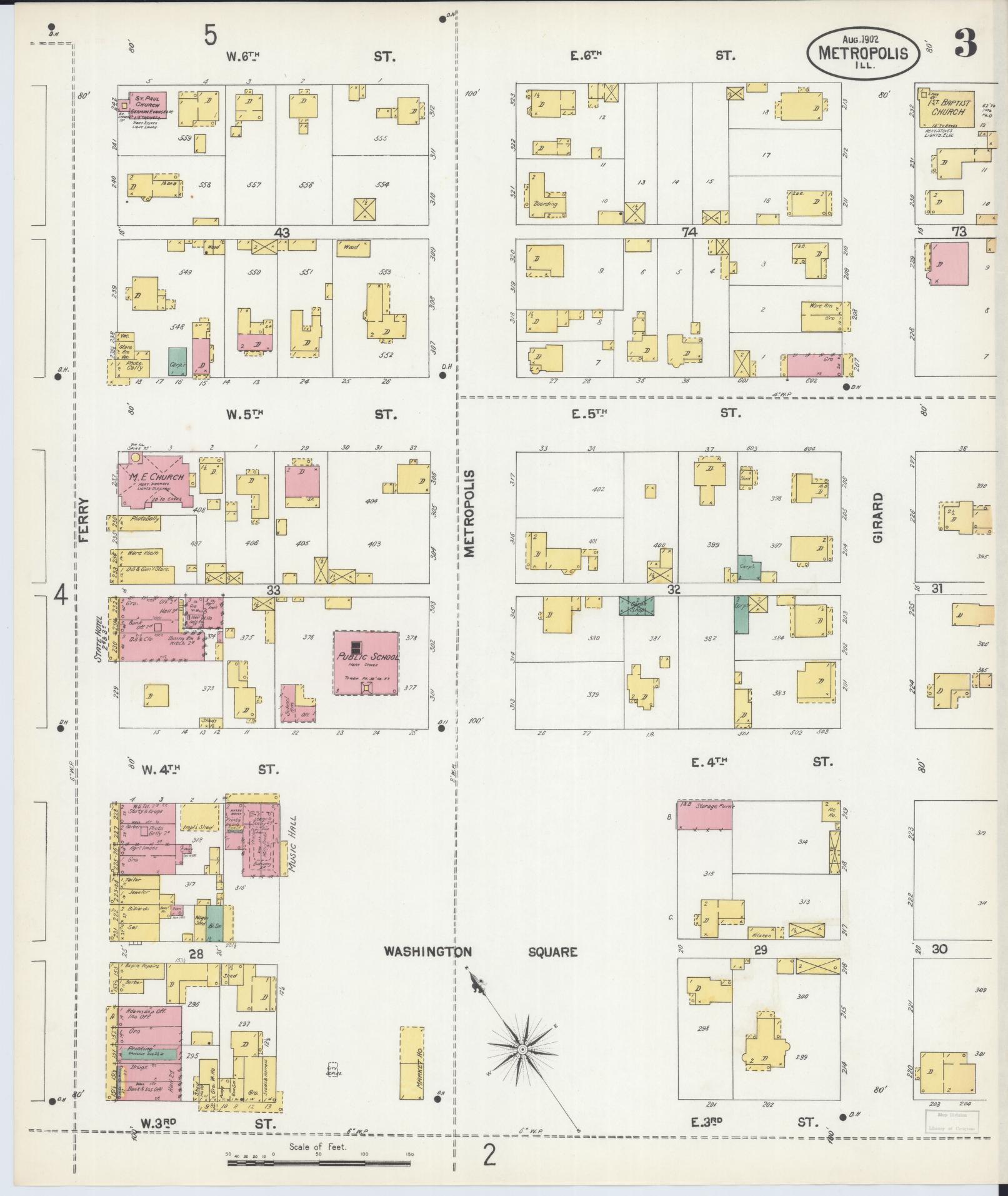 Sanborn Fire Insurance Map from Metropolis, Massac County, Illinois (1902), Sheet #0003 - Complete Map Set gallery image, historic Sanborn map, vintage wall art, Illinois Illinois