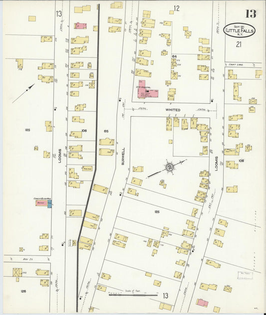 Sanborn Fire Insurance Map from Little Falls, Herkimer County, New York (1911), Sheet #0013 - Historic Sanborn Fire Insurance Map Print, vintage old map wall art, antique decor, genealogy gift, New York New York map