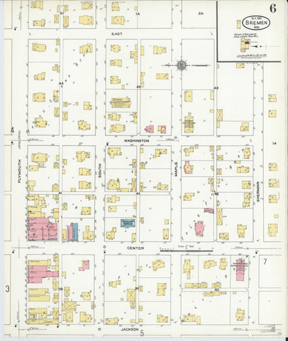 Sanborn Fire Insurance Map from Bremen, Marshall County, Indiana (1910), Sheet #0006 - Historic Sanborn Fire Insurance Map Print, vintage old map wall art, antique decor, genealogy gift, Indiana Indiana map