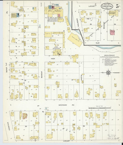 Sanborn Fire Insurance Map from Edgerton, Williams County, Ohio (1913), Sheet #0005 - Historic Sanborn Fire Insurance Map Print, vintage old map wall art, antique decor, genealogy gift, Ohio Ohio map