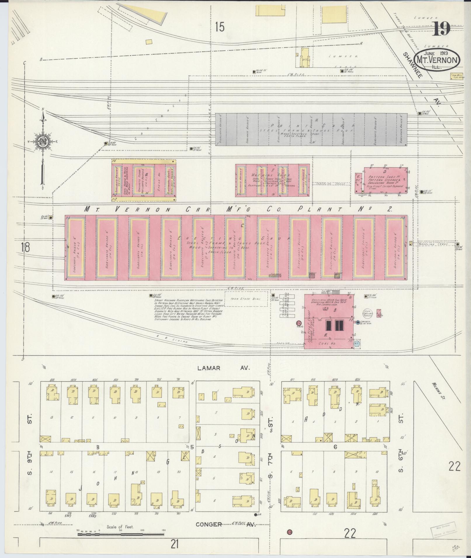 Sanborn Fire Insurance Map from Mount Vernon, Jefferson County, Illinois (1913), Sheet #0019 - Complete Map Set gallery image, historic Sanborn map, vintage wall art, Illinois Illinois
