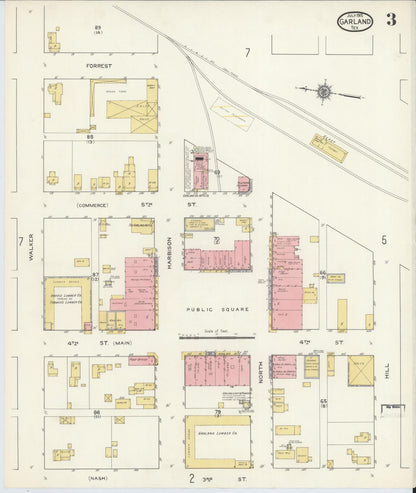 Sanborn Fire Insurance Map from Garland, Dallas County, Texas (1915), Sheet #0003 - Complete Map Set gallery image, historic Sanborn map, vintage wall art, Texas Texas