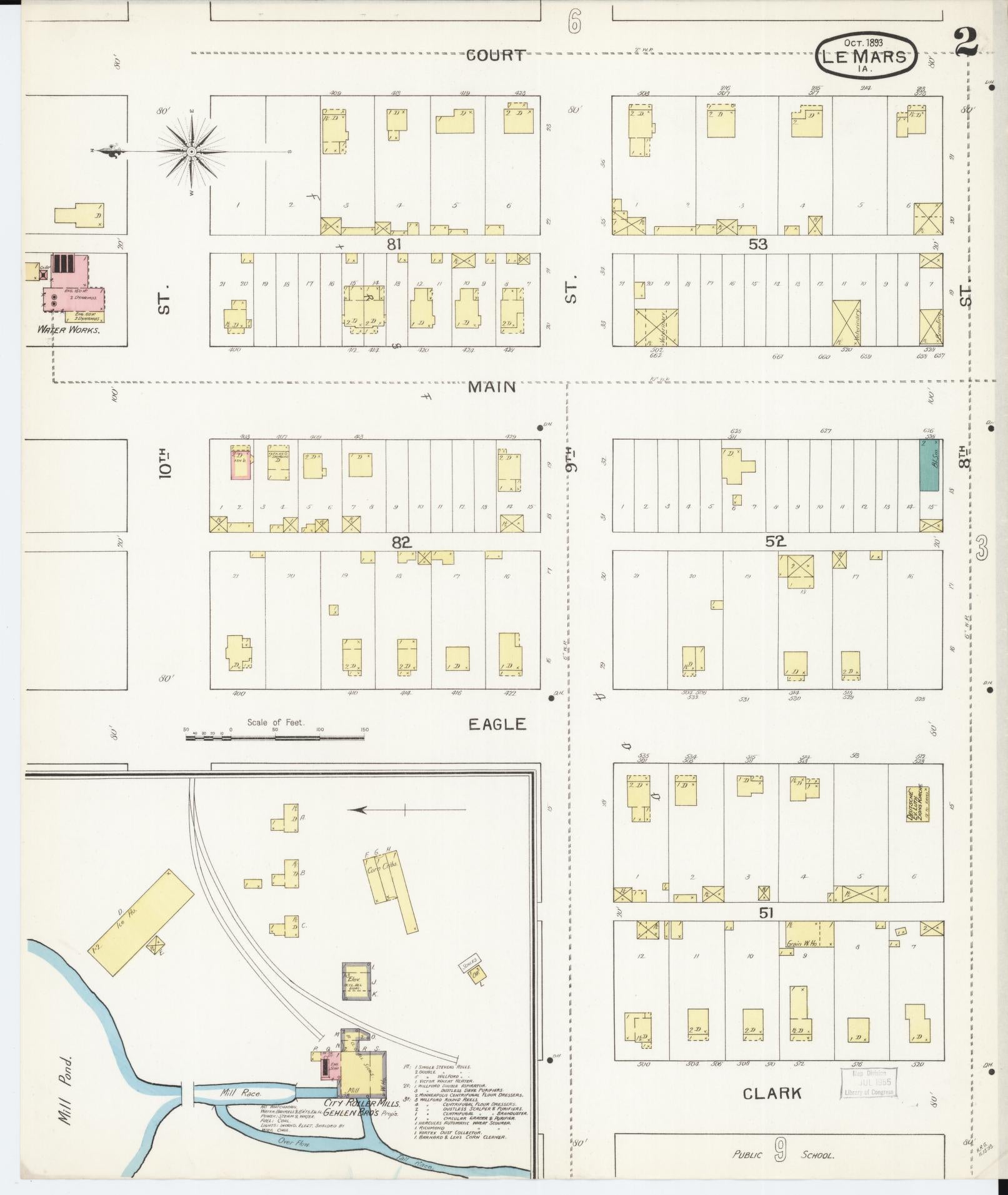 Sanborn Fire Insurance Map from Le Mars, Plymouth County, Iowa (1893), Sheet #0002 - Historic Sanborn Fire Insurance Map Print, vintage old map wall art