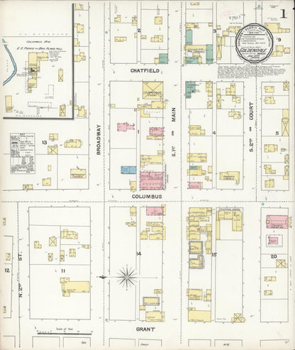 Sanborn Fire Insurance Map from Goldendale, Klickitat County, Washington (1892), Sheet #0001 - Complete Map Set gallery image, historic Sanborn map, vintage wall art, Washington Washington