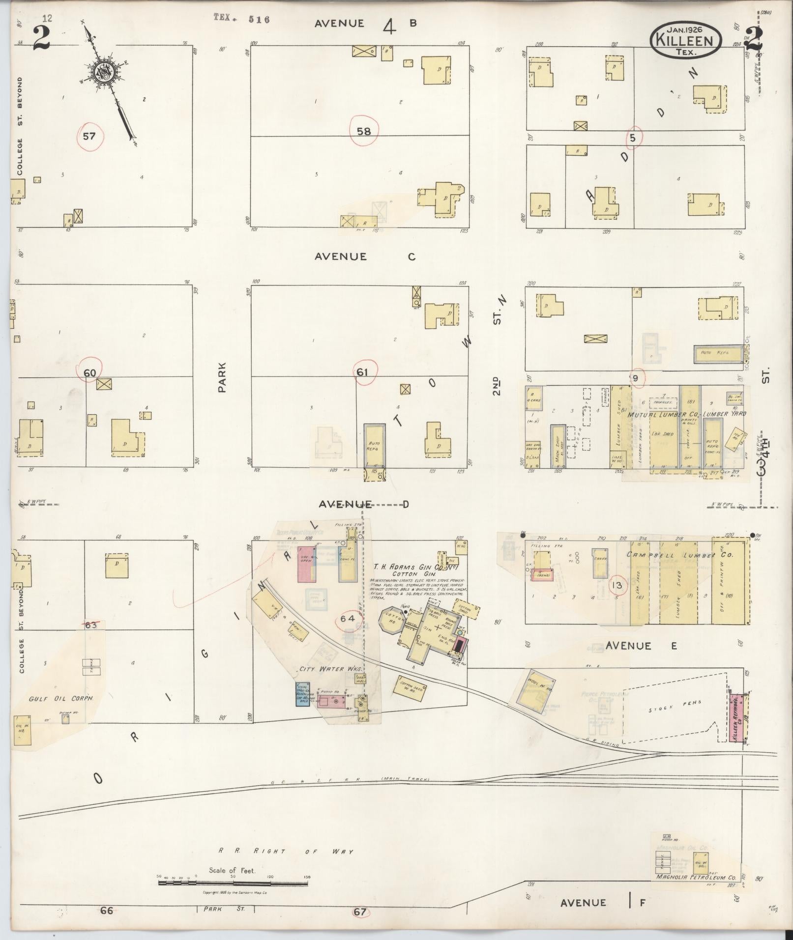 Sanborn Fire Insurance Map from Killeen, Bell County, Texas (1937), Sheet #0002 - Historic Sanborn Fire Insurance Map Print, vintage old map wall art, antique decor, genealogy gift, Texas Texas map