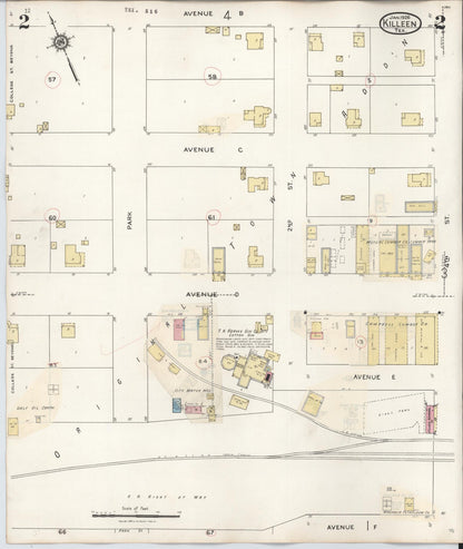 Sanborn Fire Insurance Map from Killeen, Bell County, Texas (1937), Sheet #0002 - Historic Sanborn Fire Insurance Map Print, vintage old map wall art, antique decor, genealogy gift, Texas Texas map