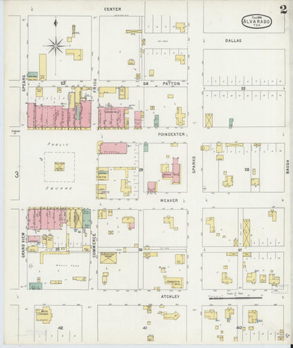 Sanborn Fire Insurance Map from Alvarado, Johnson County, Texas (1896), Sheet #0002 - Complete Map Set gallery image, historic Sanborn map, vintage wall art, Texas Texas
