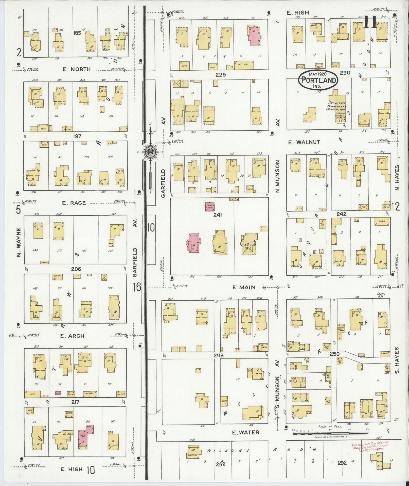 Sanborn Fire Insurance Map from Portland, Jay County, Indiana (1920), Sheet #0011 - Complete Map Set gallery image, historic Sanborn map, vintage wall art, Indiana Indiana