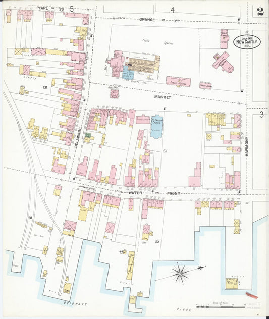 Sanborn Fire Insurance Map from New Castle, New Castle County, Delaware (1901), Sheet #0002 - Historic Sanborn Fire Insurance Map Print, vintage old map wall art, antique decor, genealogy gift, Delaware Delaware map