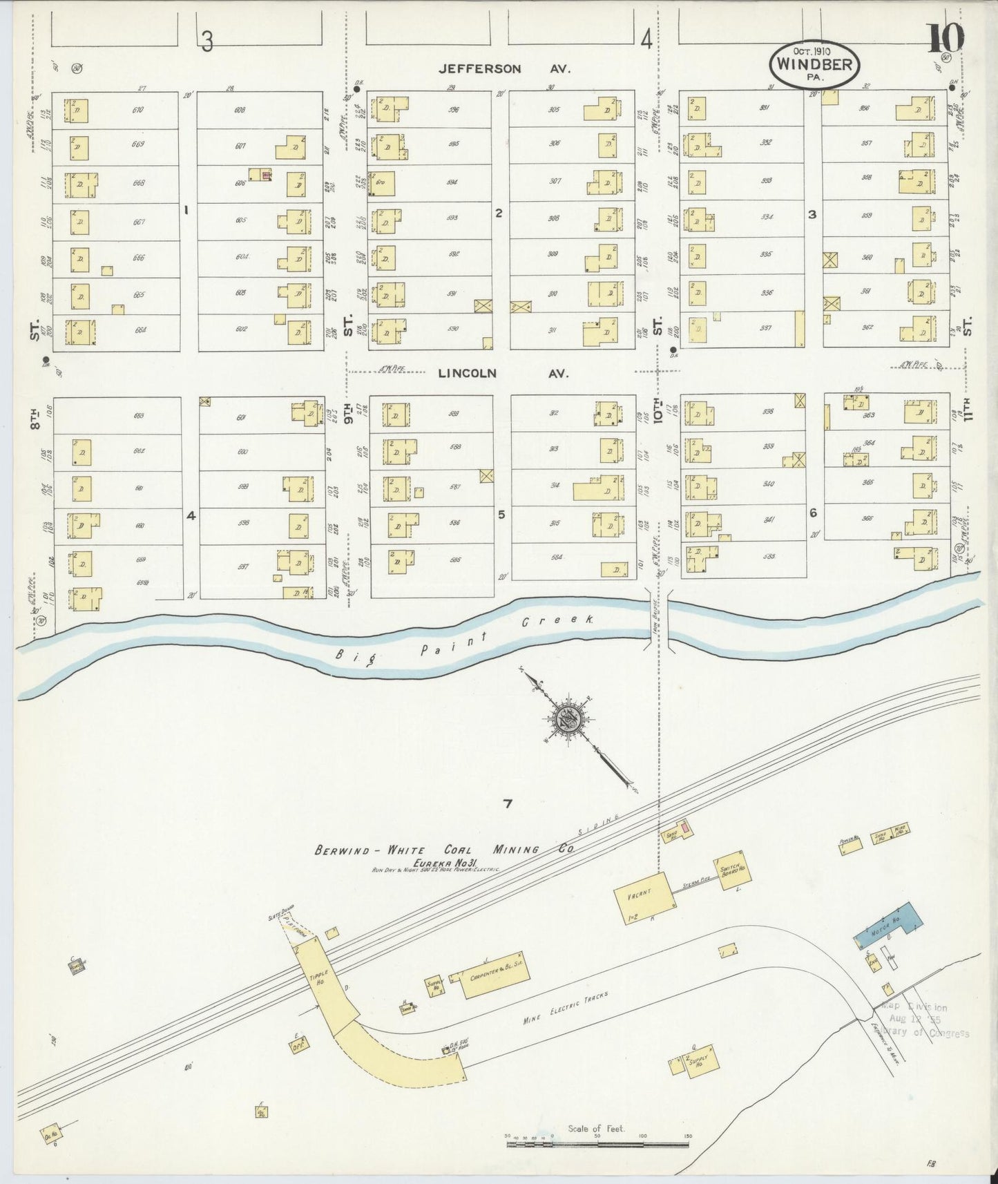 Sanborn Fire Insurance Map from Windber, Somerset County, Pennsylvania (1910), Sheet #0010 - Complete Map Set gallery image, historic Sanborn map, vintage wall art, Pennsylvania Pennsylvania
