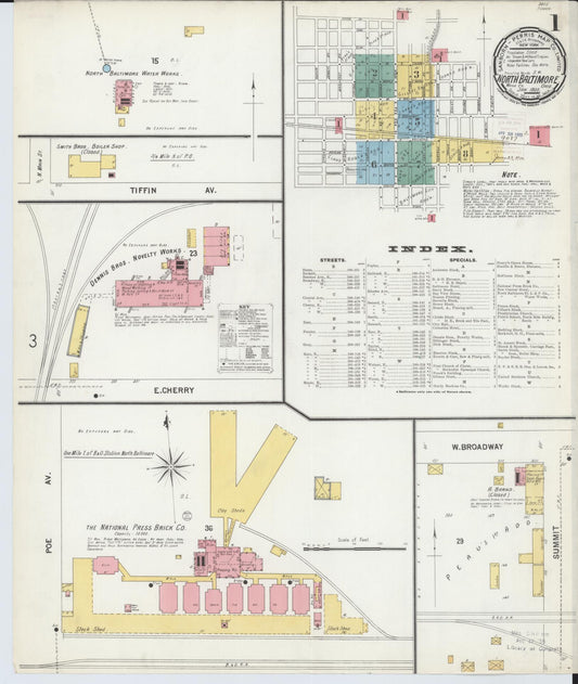 Sanborn Fire Insurance Map from North Baltimore, Wood County, Ohio (1900), Sheet #0001 - Historic Sanborn Fire Insurance Map Print, vintage old map wall art, antique decor, genealogy gift, Ohio Ohio map