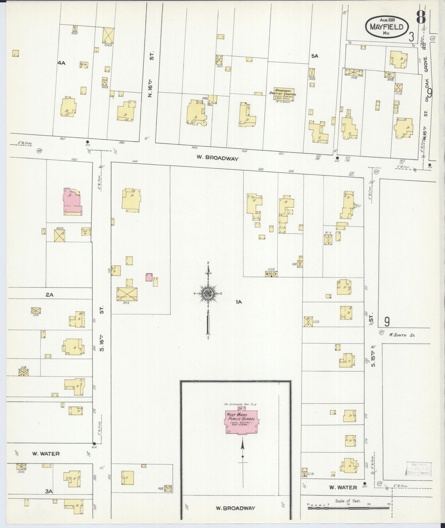 Sanborn Fire Insurance Map from Mayfield, Graves County, Kentucky (1910), Sheet #0008 - Complete Map Set gallery image, historic Sanborn map, vintage wall art, Kentucky Kentucky