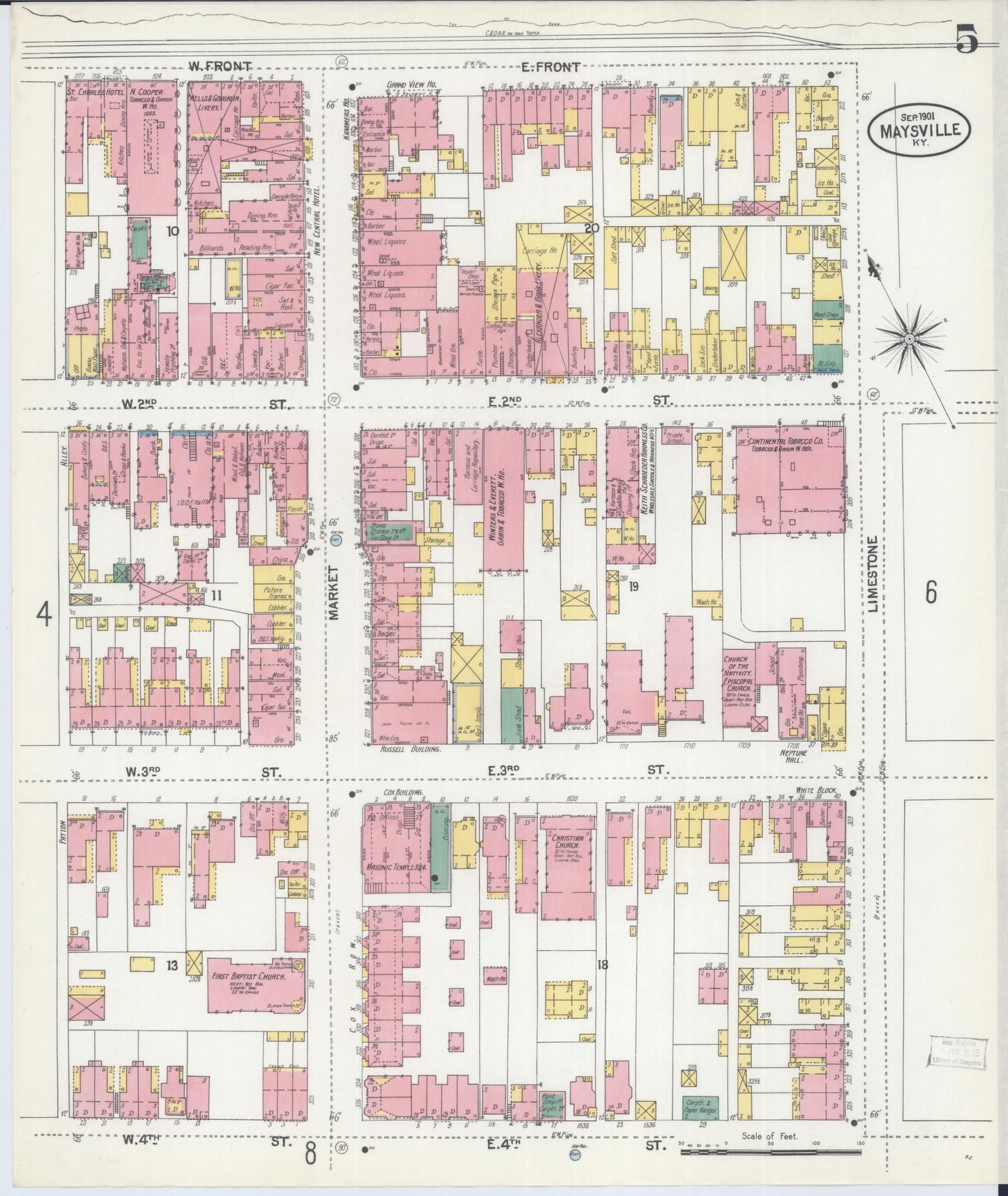 Sanborn Fire Insurance Map from Maysville, Mason County, Kentucky (1901), Sheet #0005 - Complete Map Set gallery image, historic Sanborn map, vintage wall art, Kentucky Kentucky