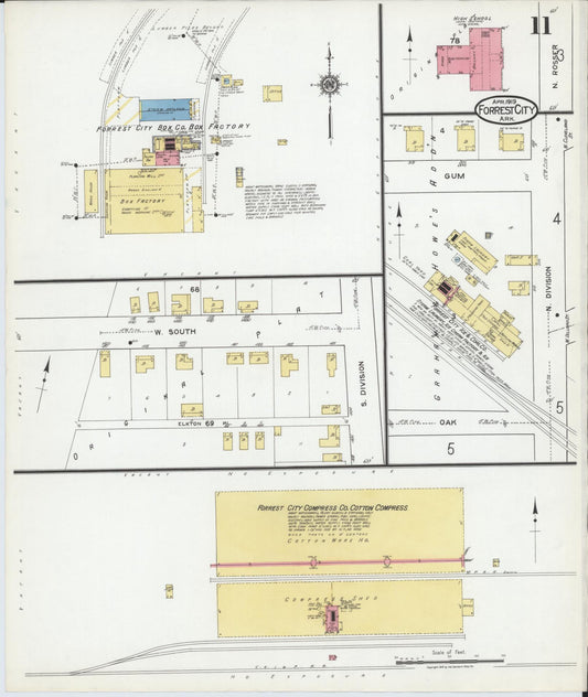 Sanborn Fire Insurance Map from Forrest City, Saint Francis County, Arkansas (1919), Sheet #0011 - Historic Sanborn Fire Insurance Map Print, vintage old map wall art, antique decor, genealogy gift, Arkansas Arkansas map