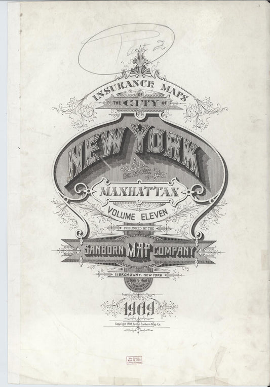 Sanborn Fire Insurance Map from New York, Bronx, Manhattan, New York (1919), Sheet #0001 - Historic Sanborn Fire Insurance Map Print, vintage old map wall art, antique decor, genealogy gift, New York New York map
