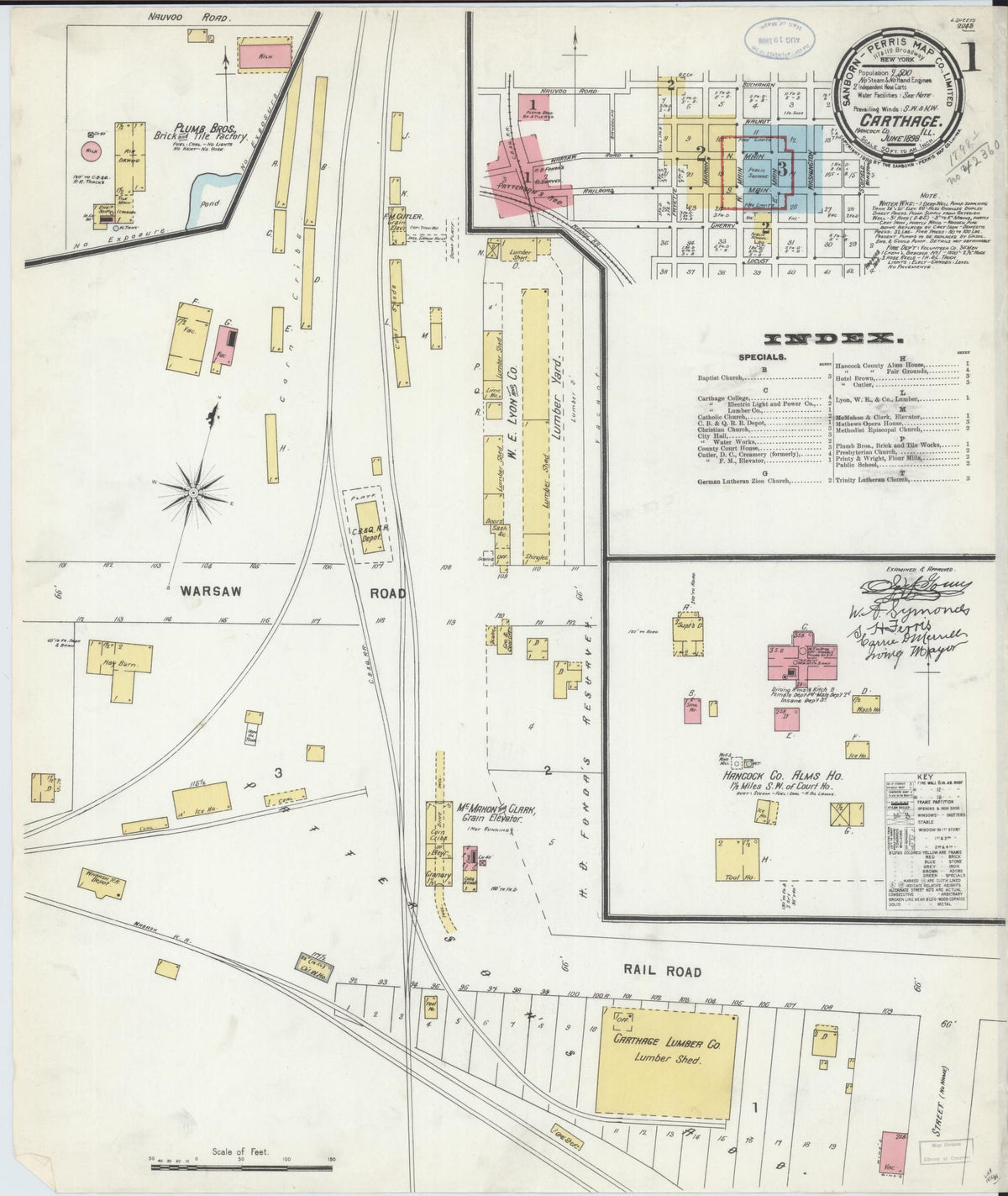 Sanborn Fire Insurance Map from Carthage, Hancock County, Illinois (1898), Sheet #0001 - Complete Map Set gallery image, historic Sanborn map, vintage wall art, Illinois Illinois